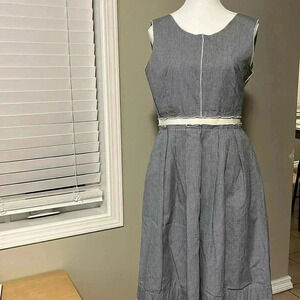 [46/US10]D&G Plaid Retro Style Sleeveless Knee Length  MIDI Dress